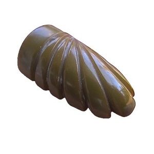 carved olive Bakelite dress clip, vintage 1940s, great for sweaters or pendant